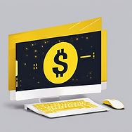 Computer with a money sign on it