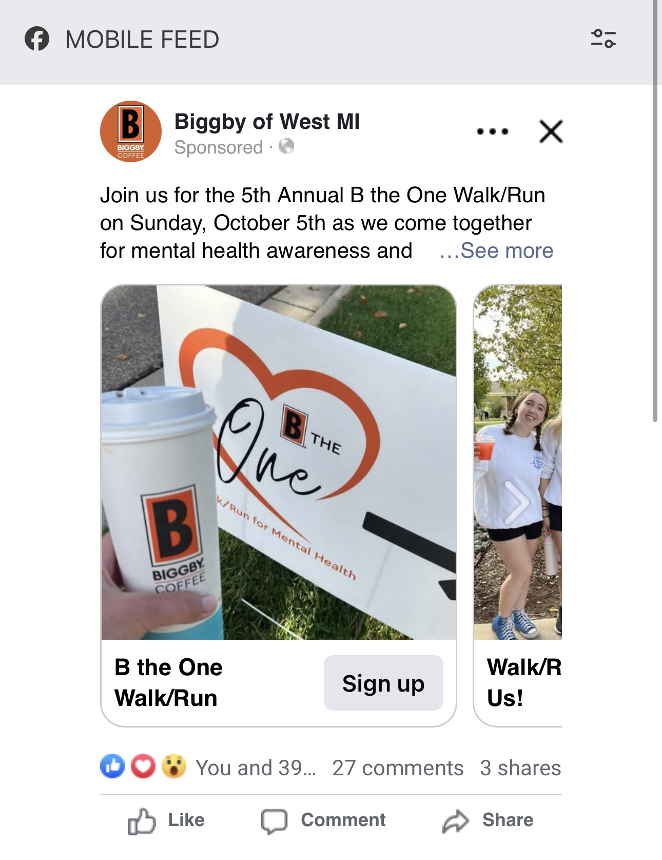 Biggby B the One 5k Race